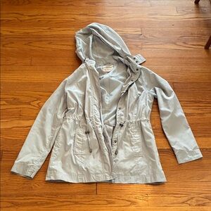 Merona Light Gray Hooded Rain Jacket
